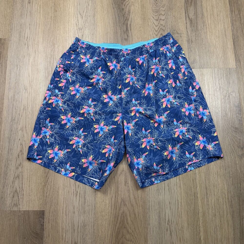 Birddogs Shorts Mens 2XL Blue Floral 9in Inseam Lined Swim Athletic Stretch